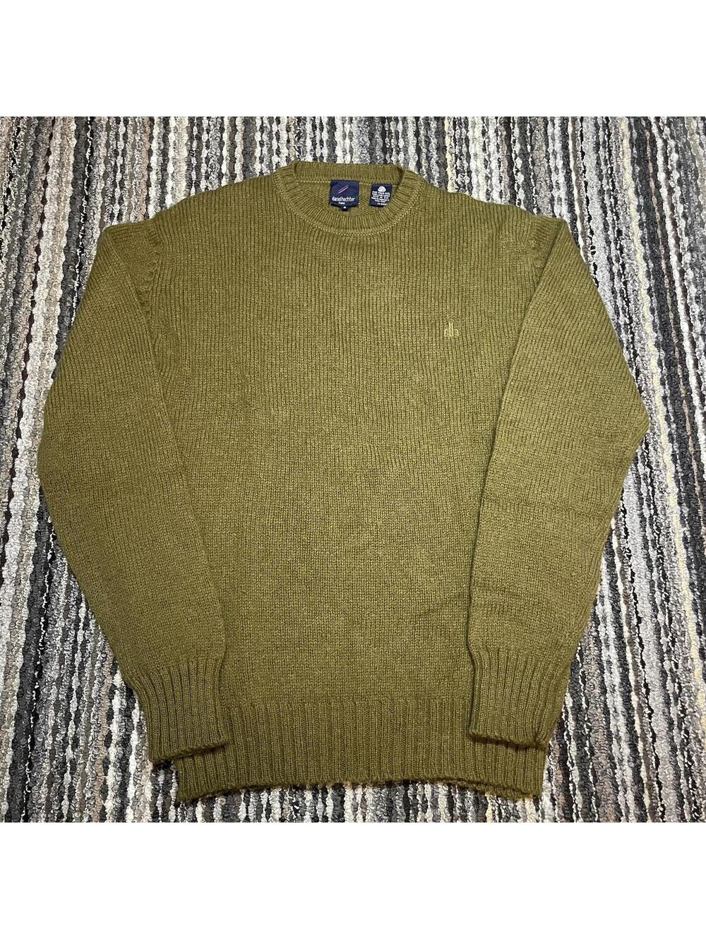 Daniel Hechter Paris Sweater 100% Pure Virgin Wool Embroidered Logo Green Small